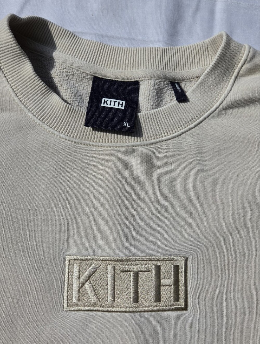 Kith Cyber Monday Oversized Crewneck Pullover Sweatshirt Mens Size XL Biege